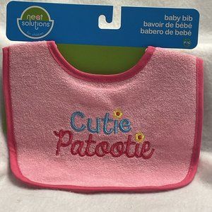 Baby Bib Pink Cutie Patootie 7.5 inches wide Brand NEW